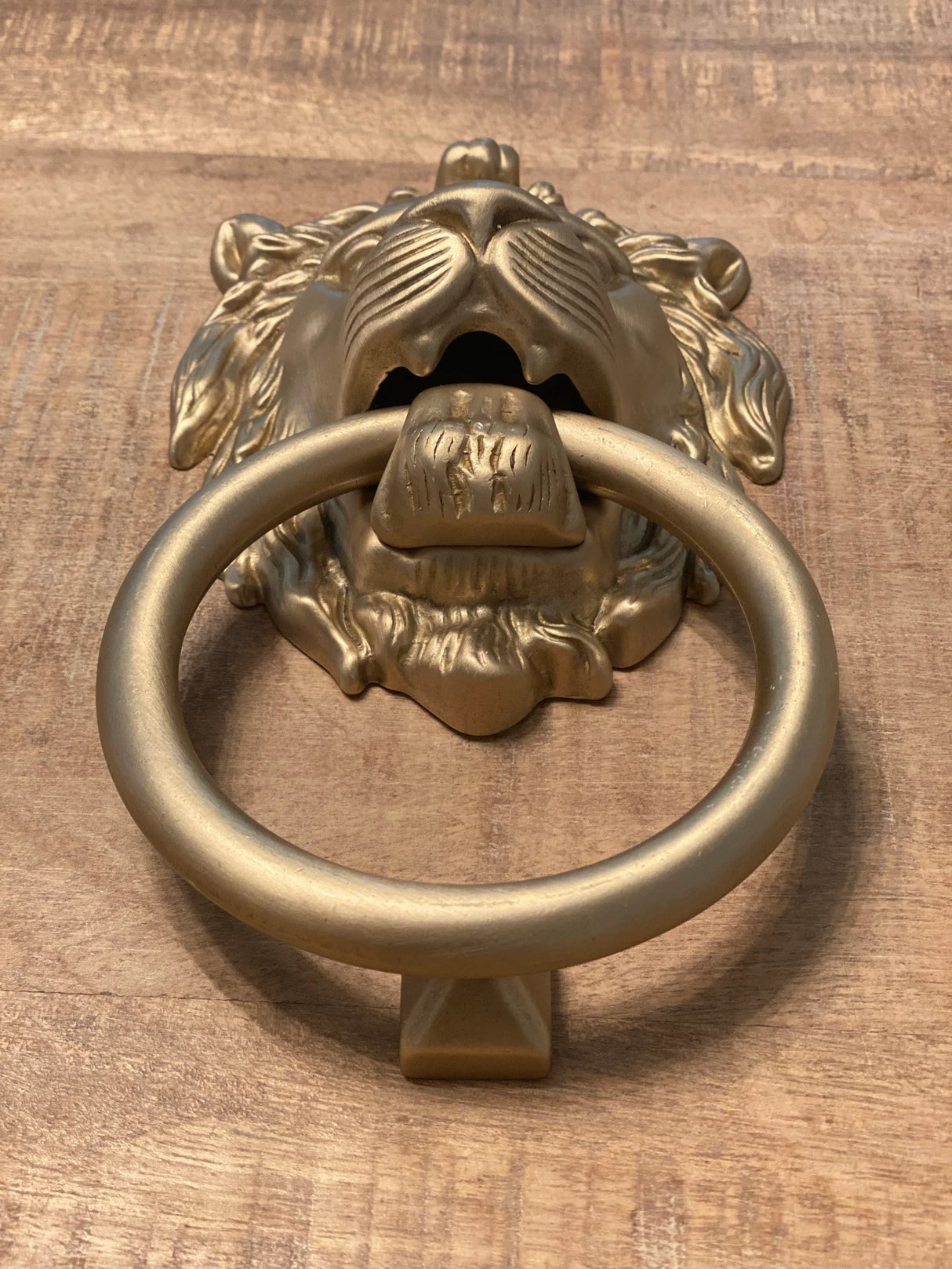 Satin Gold Lionhead Door Knocker - Holiday Gift
