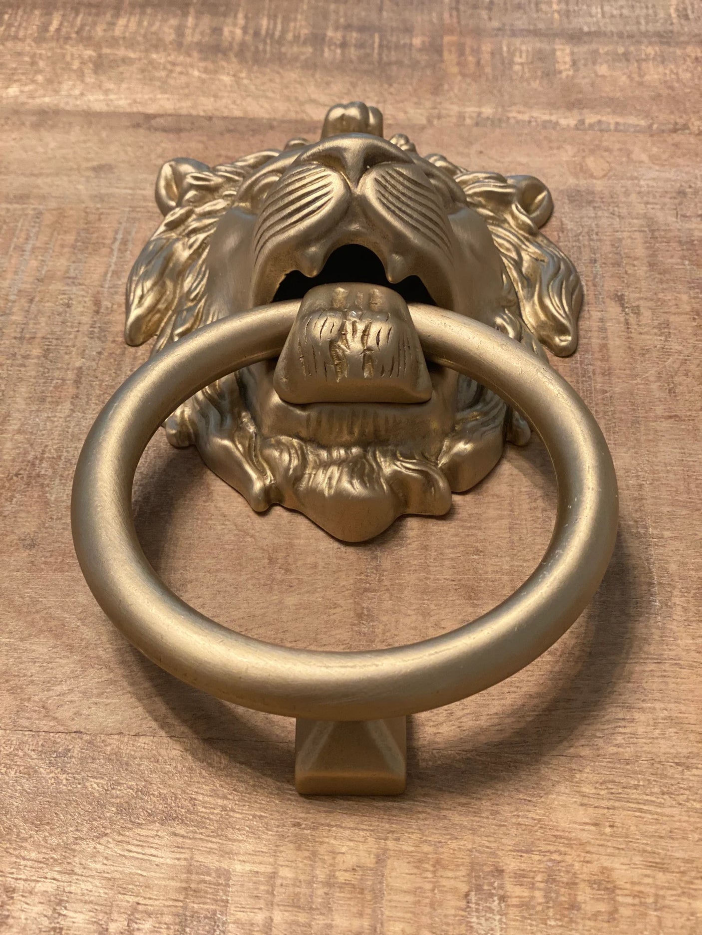 Satin Gold Lionhead Door Knocker - Holiday Gift