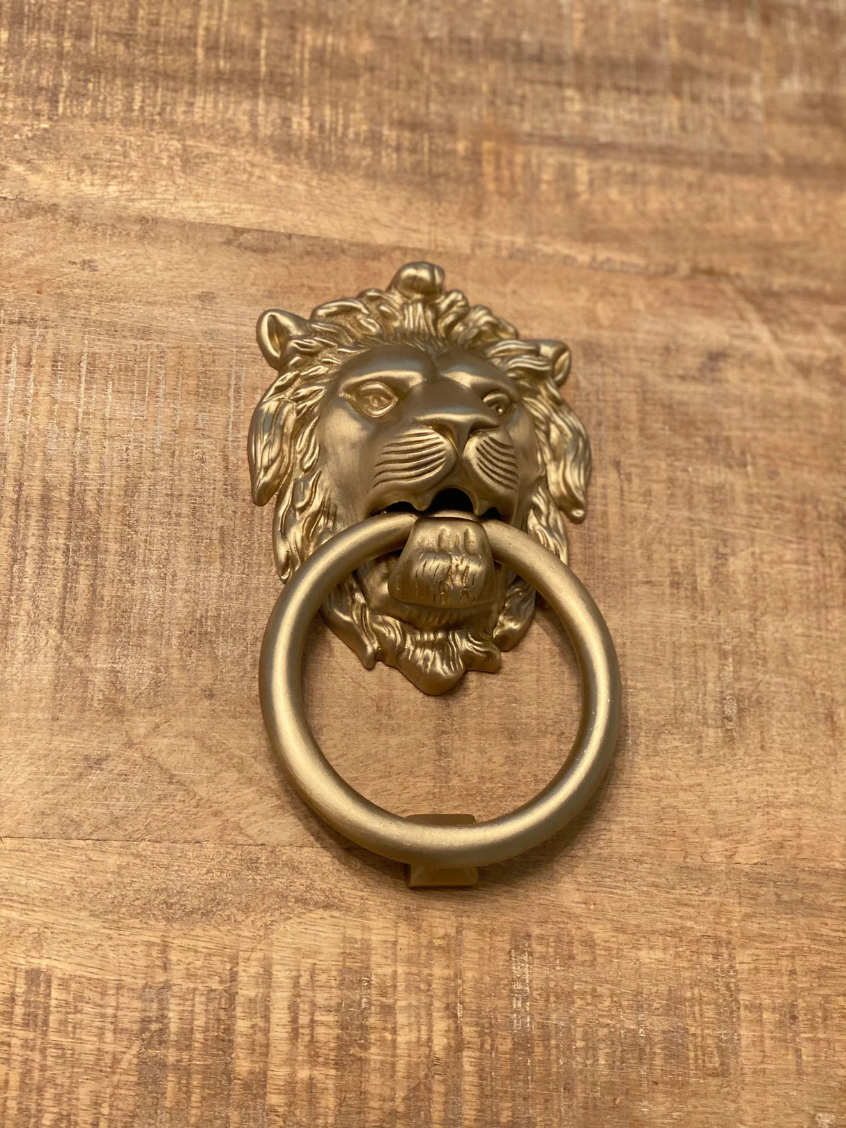 Satin Gold Lionhead Door Knocker - Holiday Gift