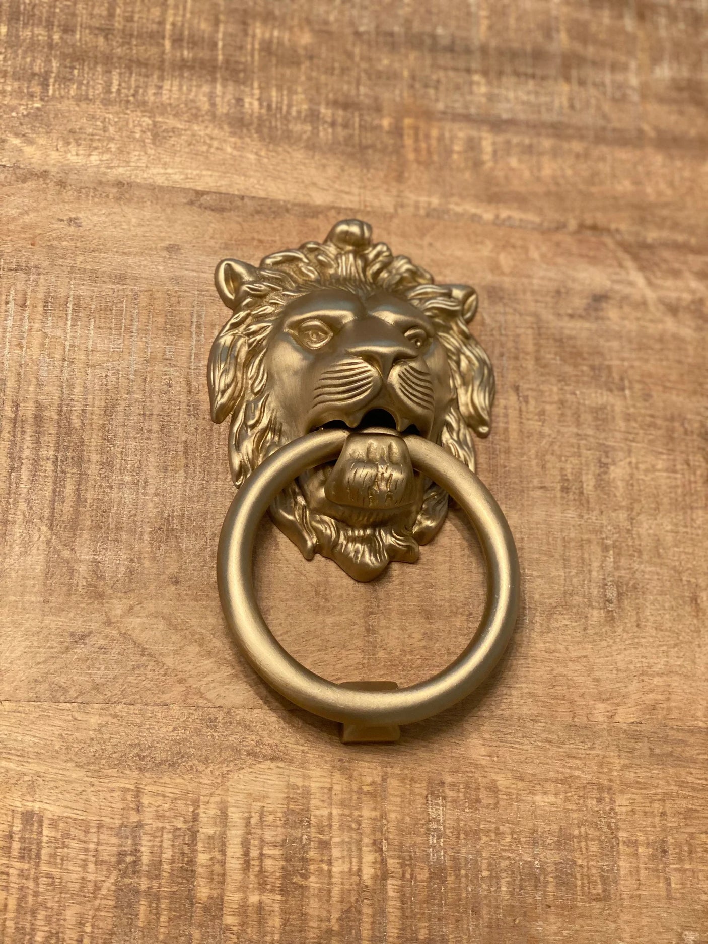 Satin Gold Lionhead Door Knocker - Holiday Gift