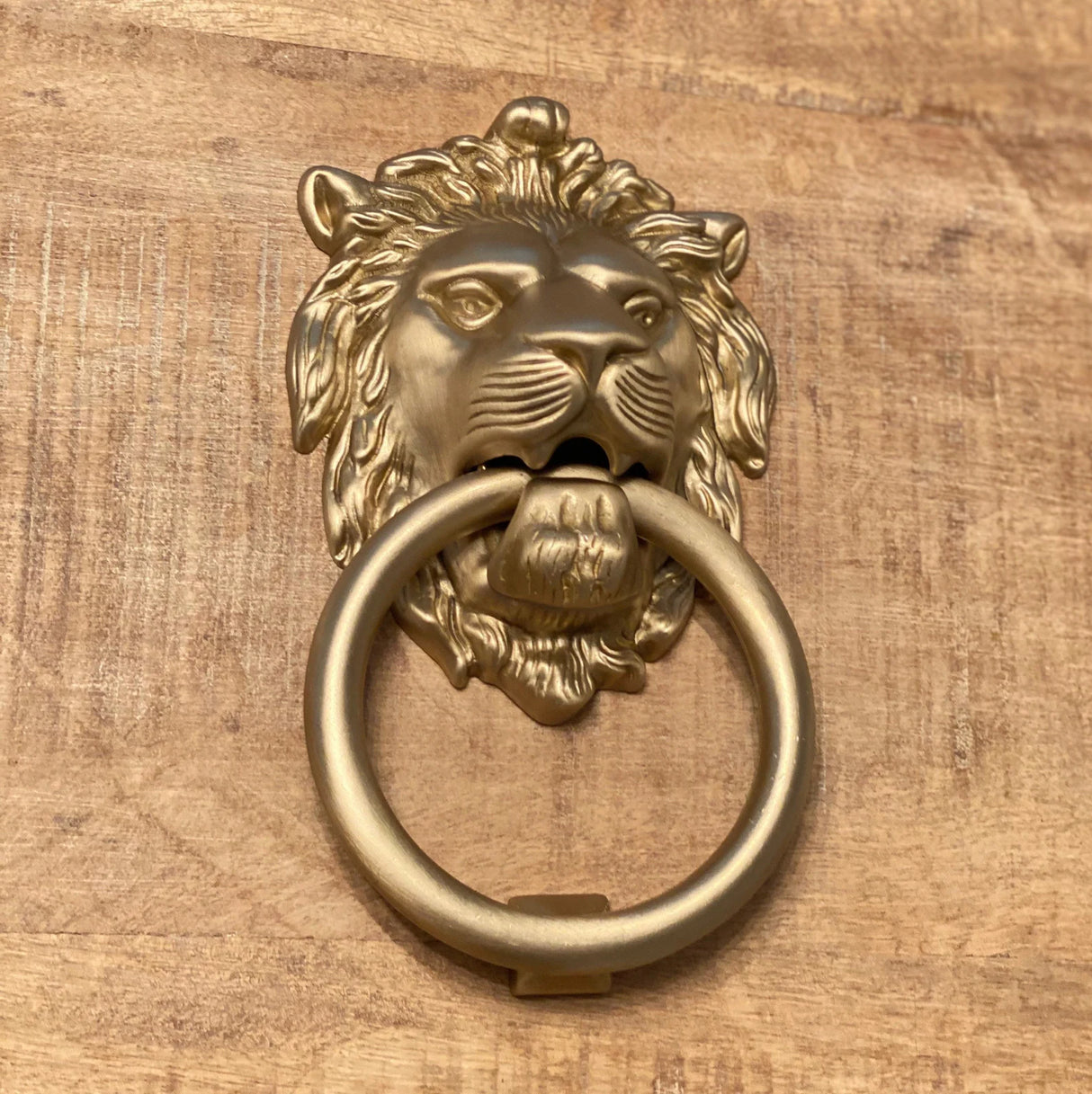 Satin Gold Lionhead Door Knocker - Holiday Gift