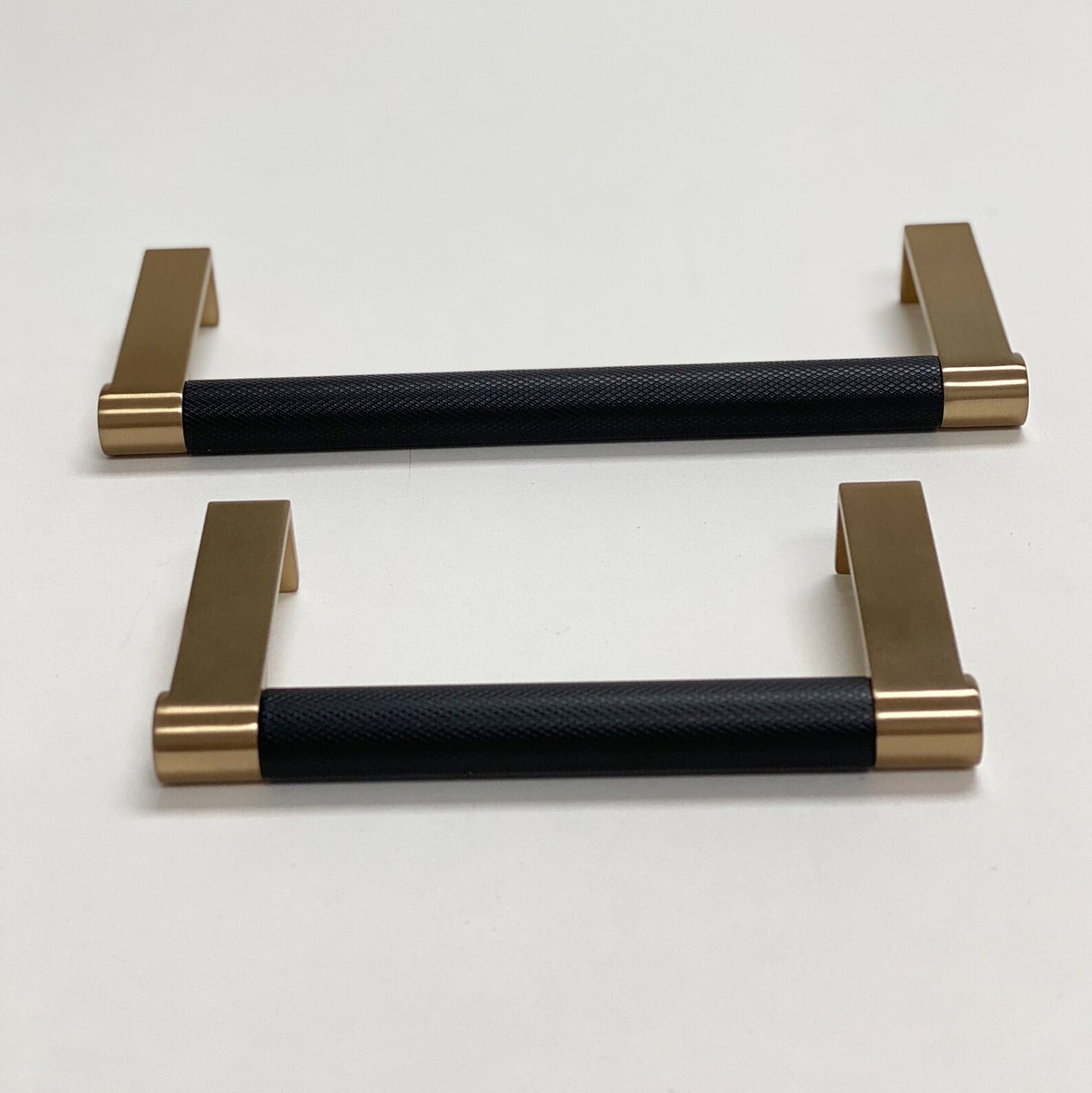 Champagne Bronze and Black "Converse" Knurled Edge Tab Drawer Pulls - Forge Hardware Studio