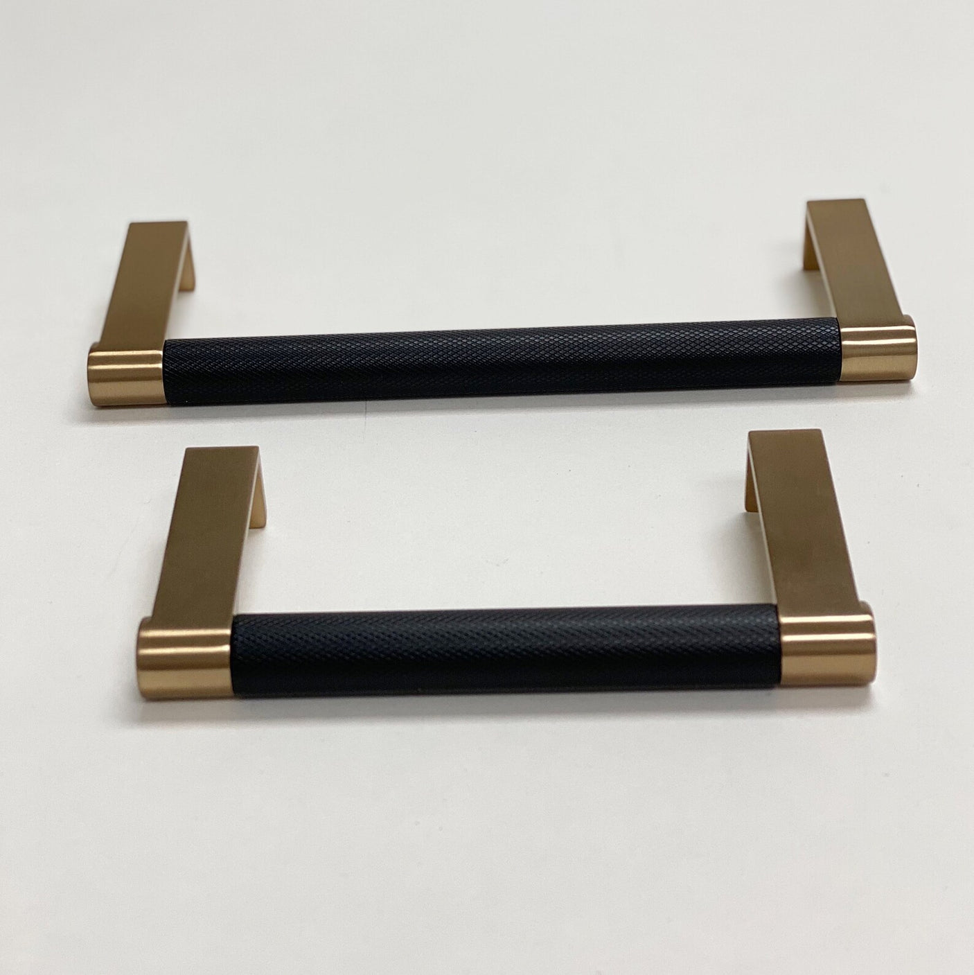 Champagne Bronze and Black "Converse" Knurled Edge Tab Drawer Pulls - Forge Hardware Studio