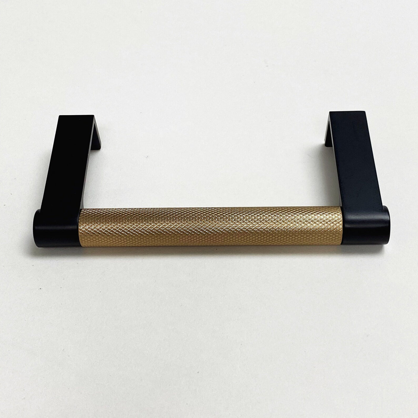 Black and Champagne Bronze "Converse" Knurled Edge Tab Drawer Pulls - Forge Hardware Studio