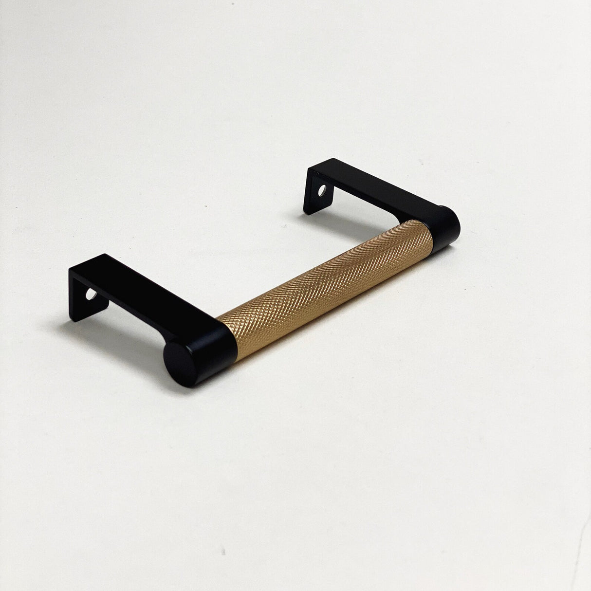 Black and Champagne Bronze "Converse" Knurled Edge Tab Drawer Pulls - Forge Hardware Studio