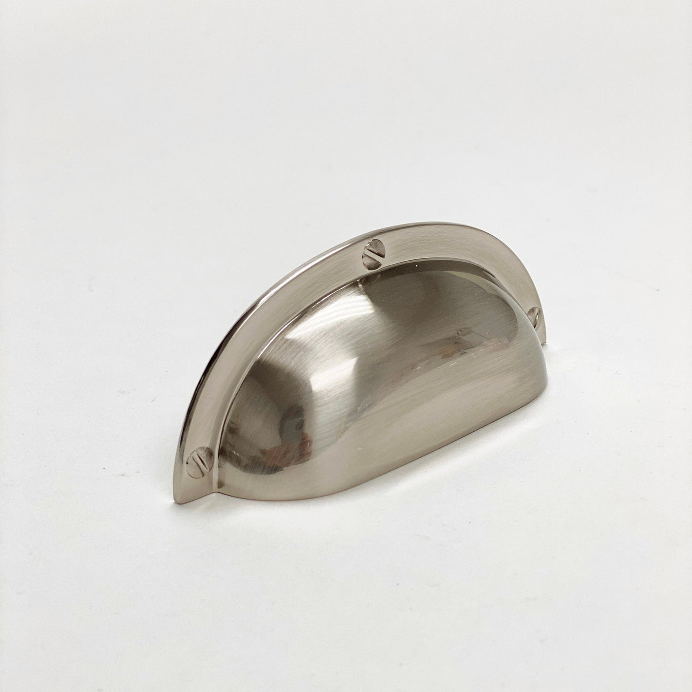 Brushed Nickel “Kira” Large Ball Knob and Cup Pull