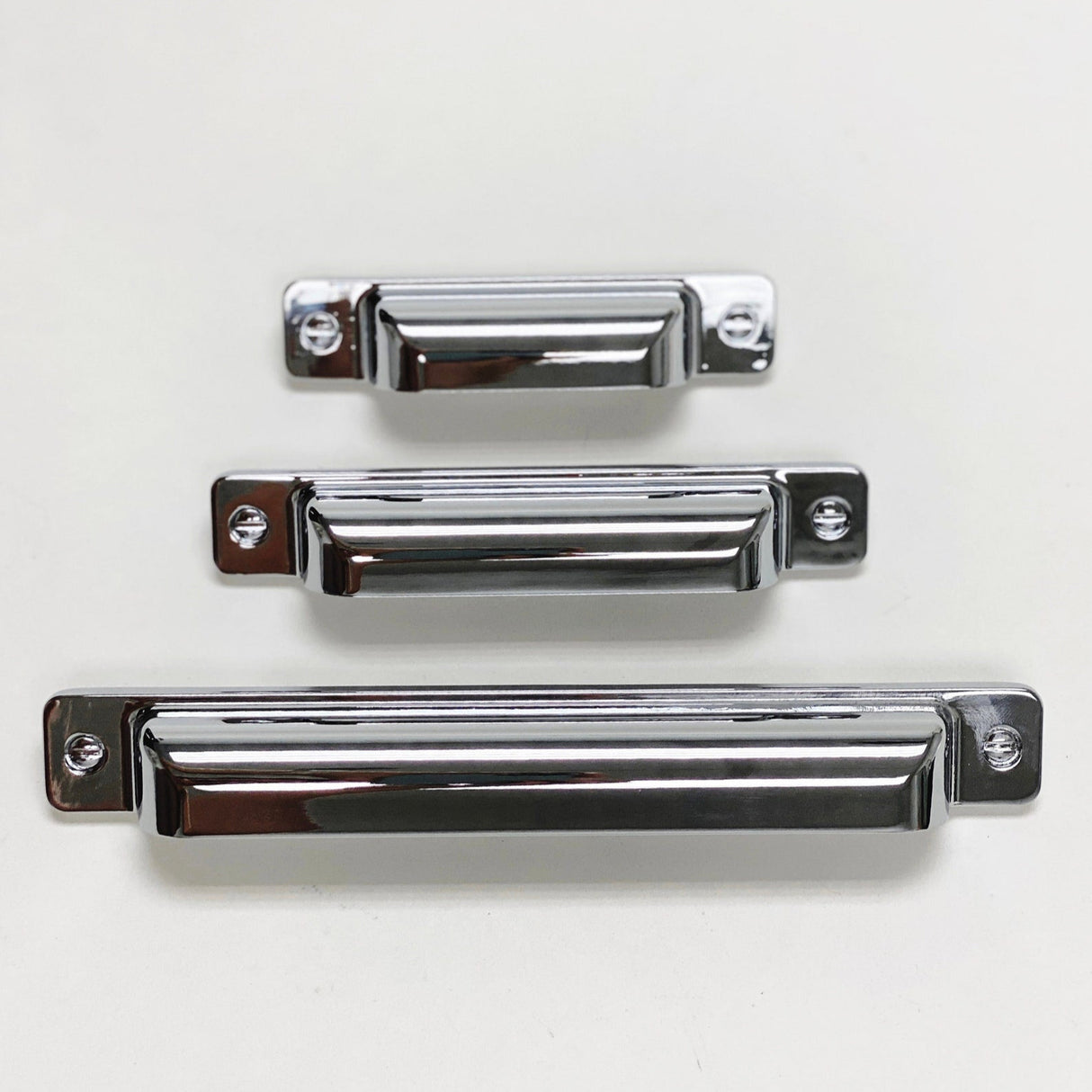 Square Cup "Kira" Polished Chrome Drawer Pulls - Forge Hardware Studio
