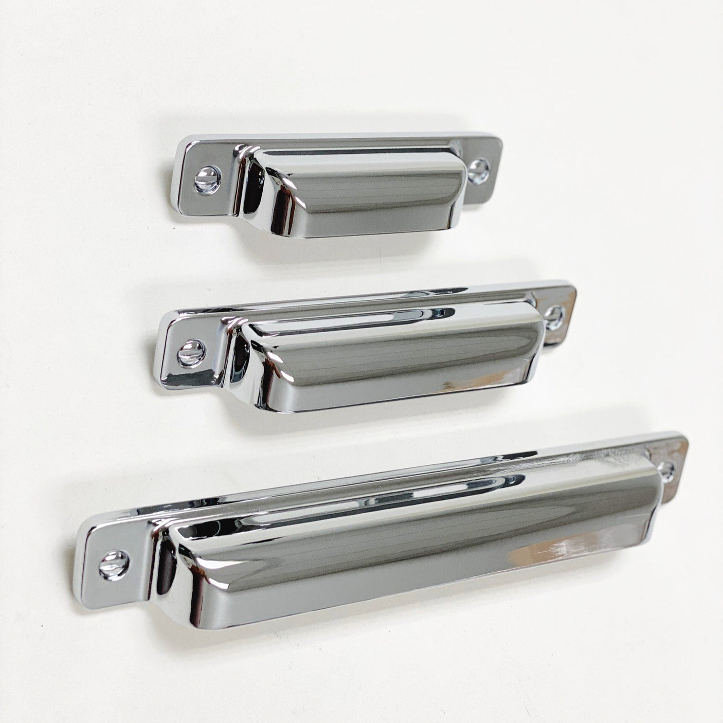 Square Cup "Kira" Polished Chrome Drawer Pulls