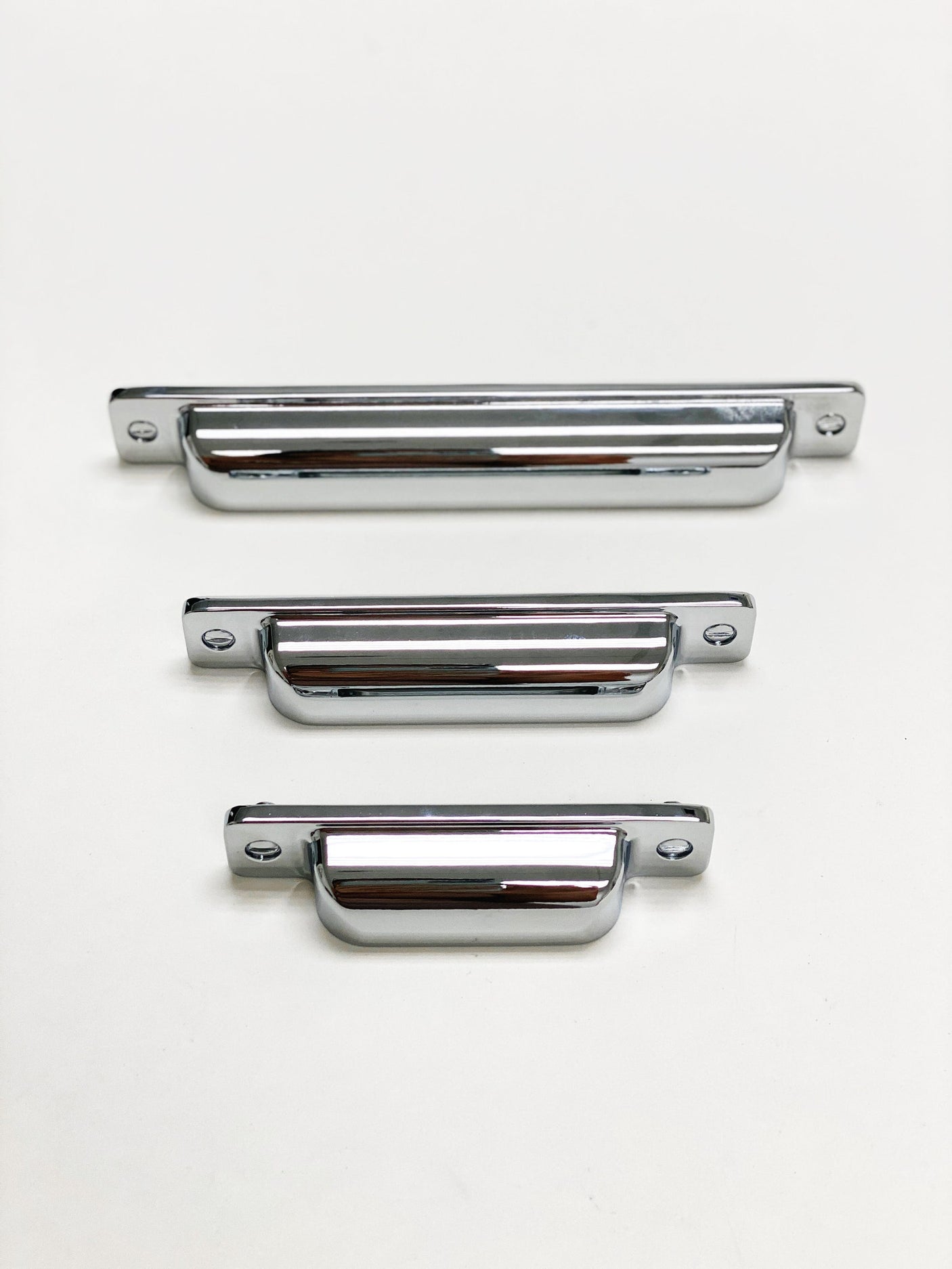 Square Cup "Kira" Polished Chrome Drawer Pulls