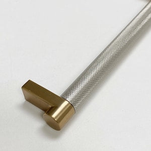 Knurled "Converse" Champagne Bronze and Brushed Nickel Dual-Finish Knobs and Pulls - Forge Hardware Studio