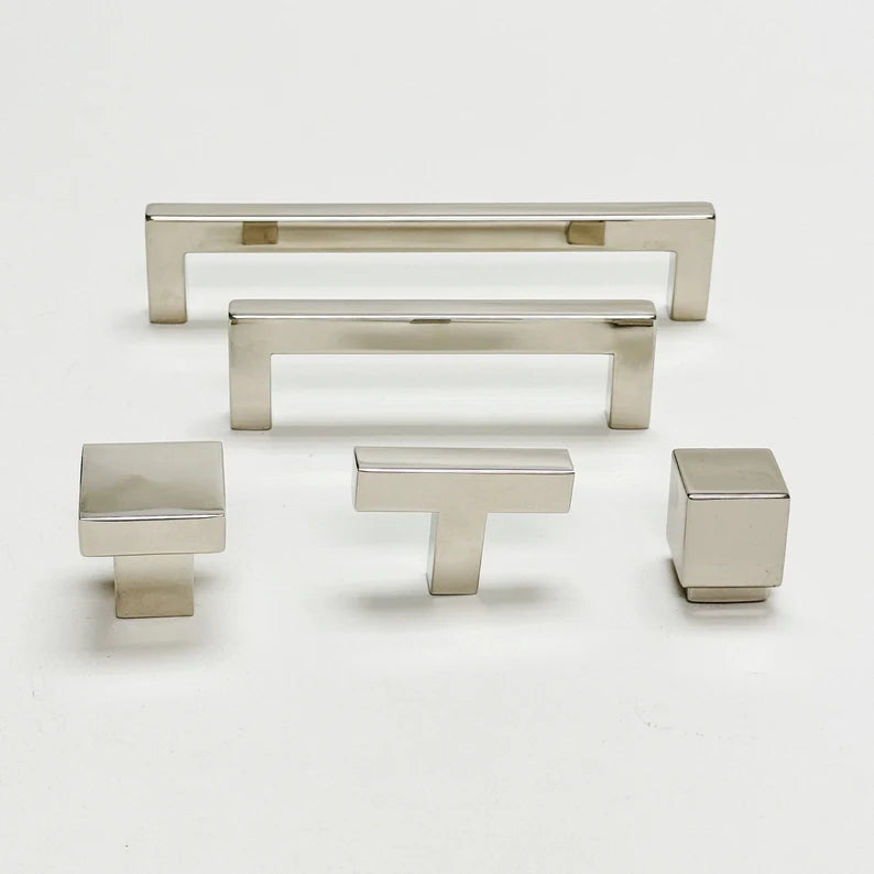 Polished Nickel "Glam" Cabinet Knobs and Drawer Pulls