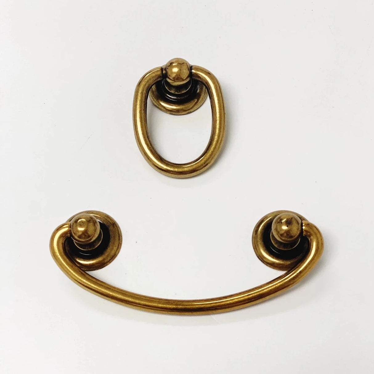 Brass Ring Pulls "Oval" Bail Drawer Pulls - Forge Hardware Studio
