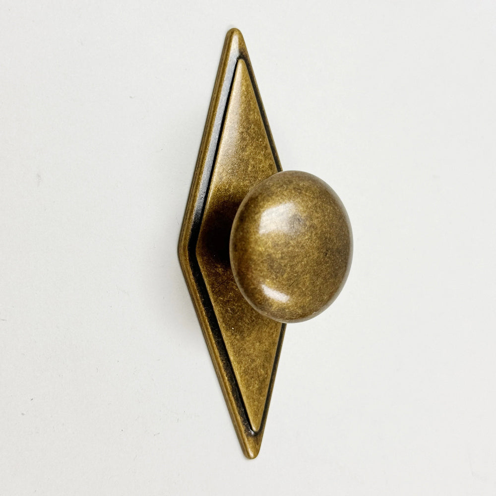 Rhombus "Ella" Antique Bronze Ring Drawer Pulls with Backplate - Forge Hardware Studio