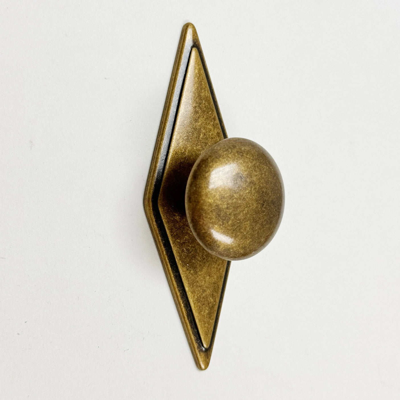 Rhombus "Ella" Antique Bronze Ring Drawer Pulls with Backplate - Forge Hardware Studio