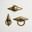 Rhombus "Ella" Antique Bronze Ring Drawer Pulls with Backplate - Forge Hardware Studio