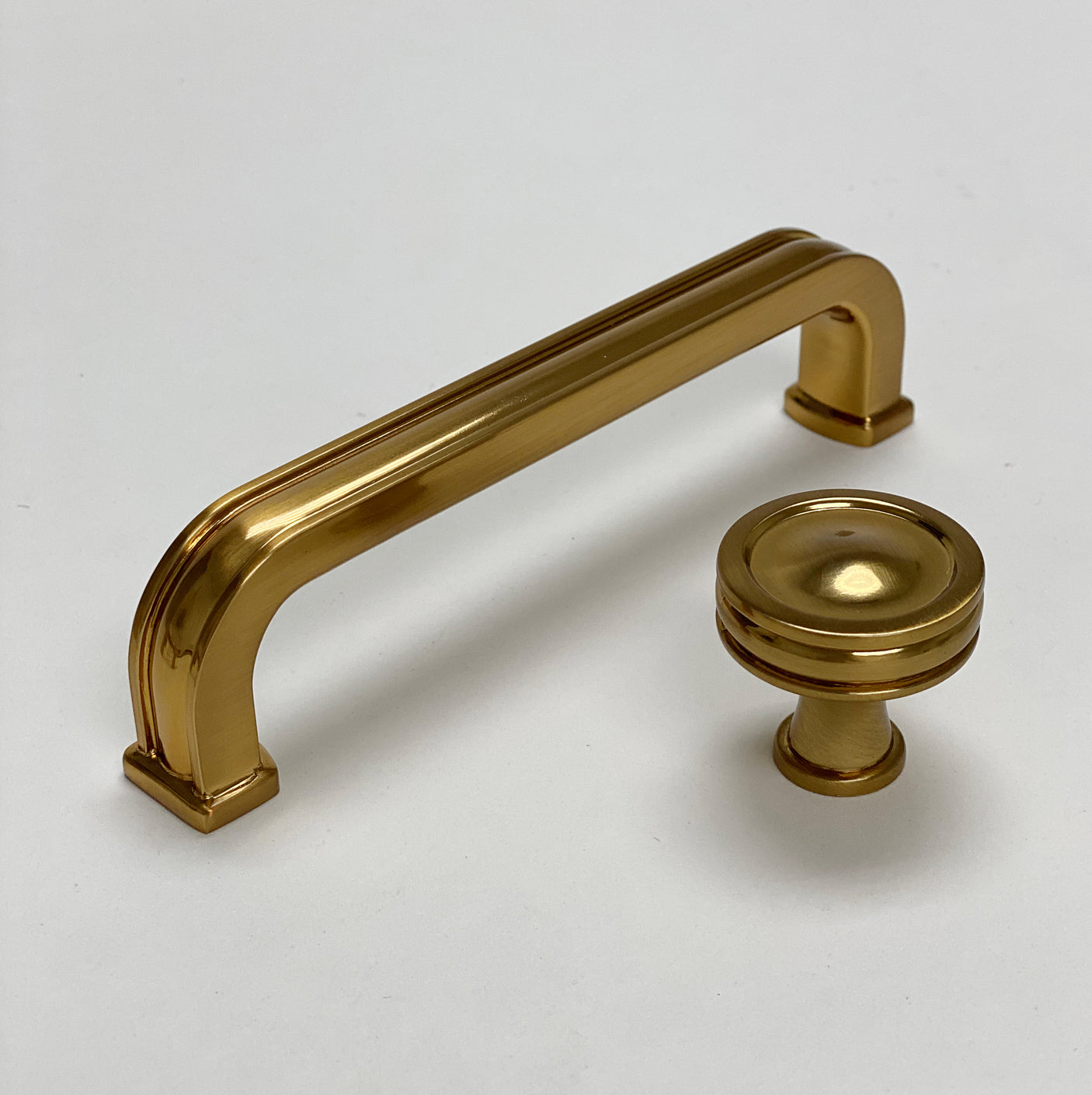 Warm Brass "Belfour" Cabinet Knobs and Drawer Pulls - Forge Hardware Studio