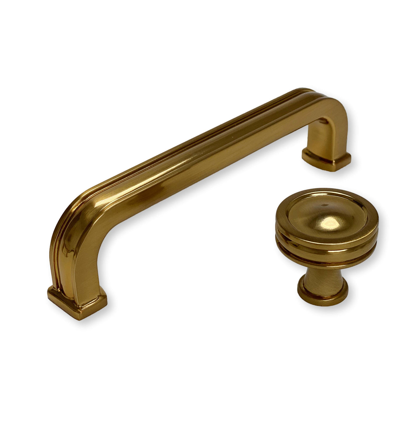 Warm Brass "Belfour" Cabinet Knobs and Drawer Pulls - Forge Hardware Studio