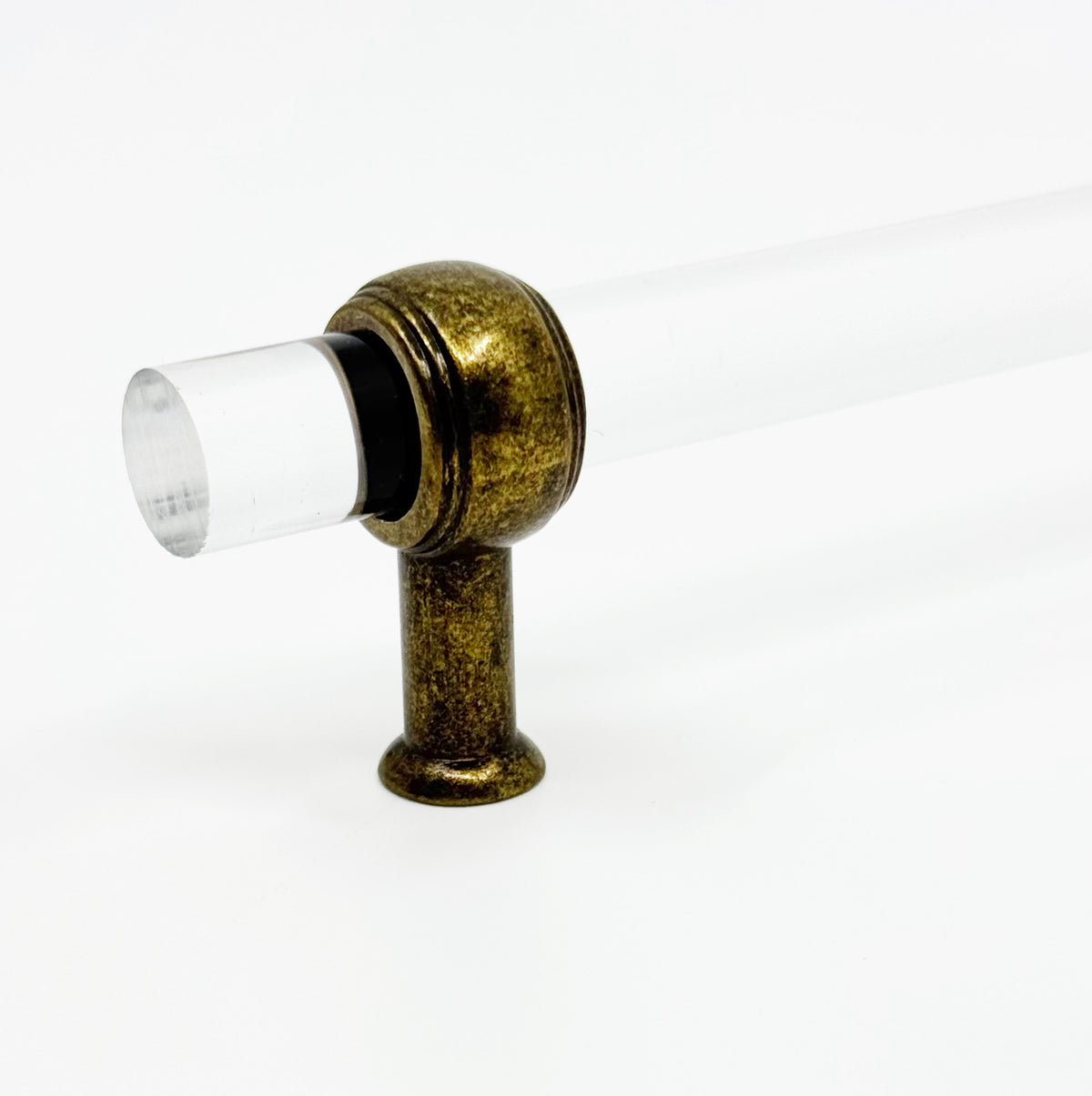 Antique Brass Lucite "Jules" Acrylic Knobs and Drawer Pulls