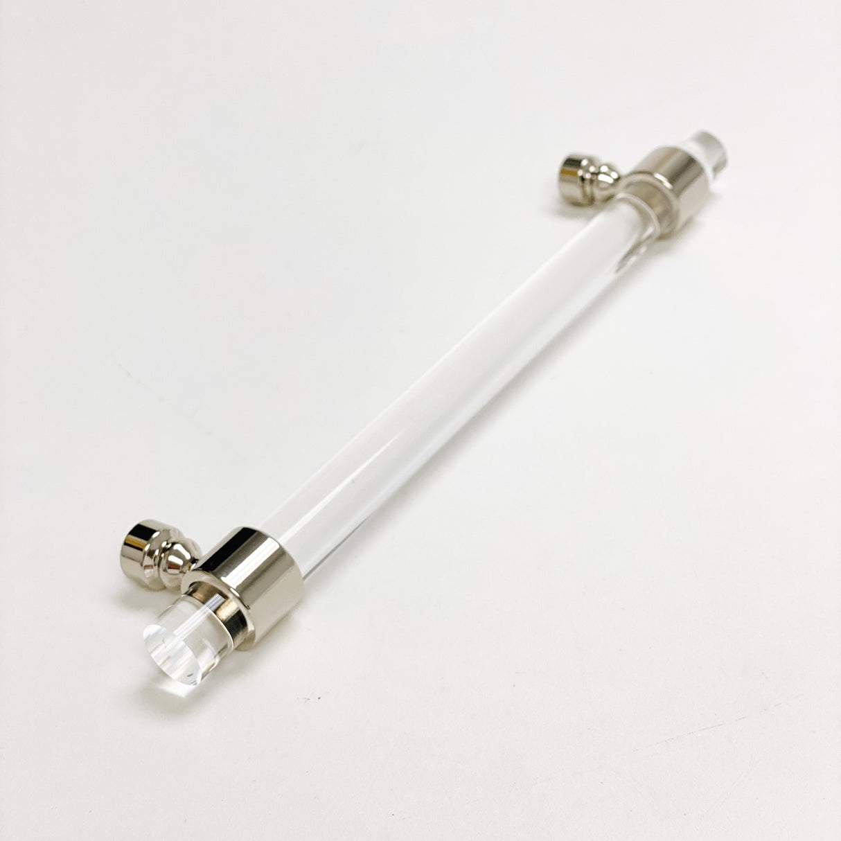 Lucite Polished Nickel "Bank" Drawer Pulls and Cabinet Knobs - Forge Hardware Studio