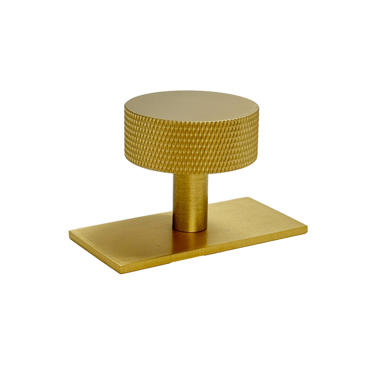 Brass Knurled "Texture Backplate" Drawer Pulls and Knobs in Satin Brass - Forge Hardware Studio