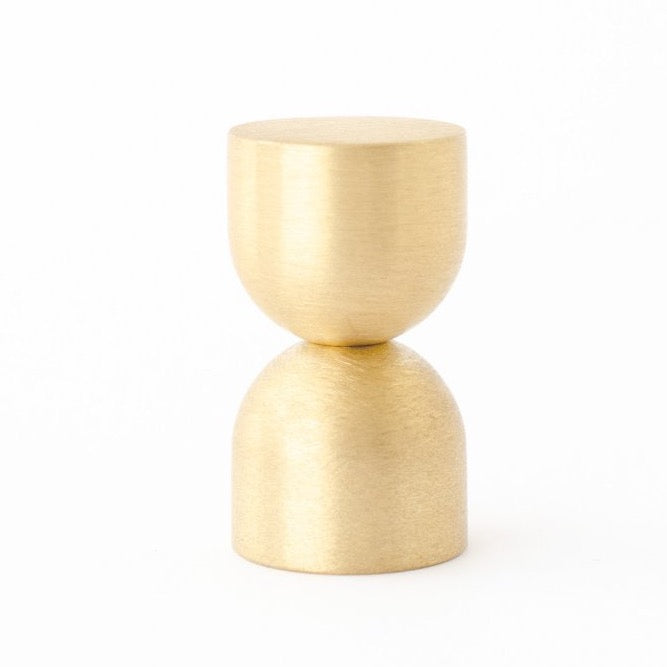 Unlacquered Brushed Brass "Double Cup" Cabinet Knob and Wall Hook - Forge Hardware Studio