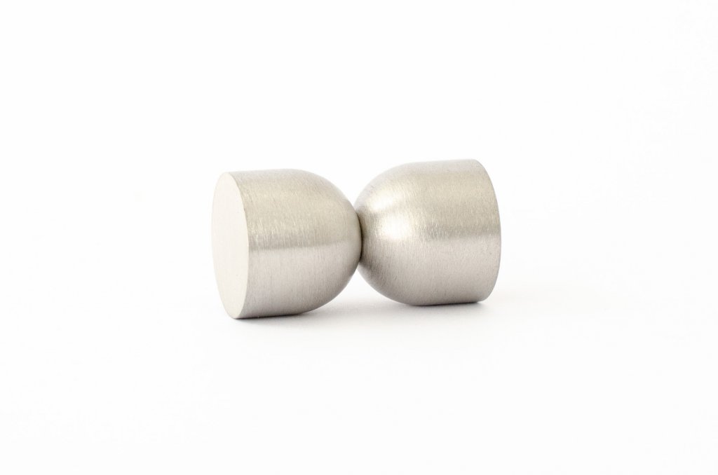Brushed Nickel "Double Cup" Cabinet Knob and Wall Hook - Forge Hardware Studio