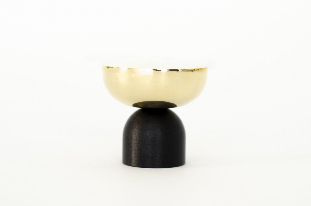 Brass and Black "Raised Bowl" Round Cabinet Knob and Hook - Forge Hardware Studio
