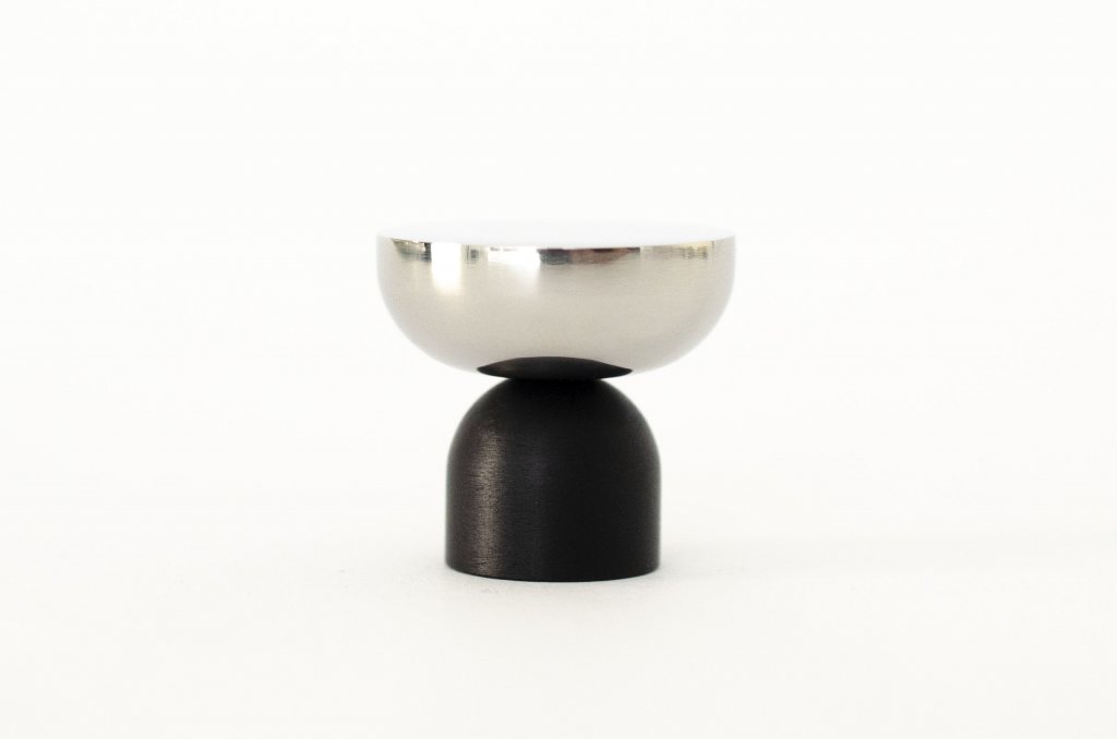 Nickel and Black "Raised Bowl" Round Cabinet Knob and Hook - Forge Hardware Studio
