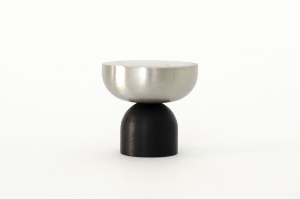 Nickel and Black "Raised Bowl" Round Cabinet Knob and Hook - Forge Hardware Studio