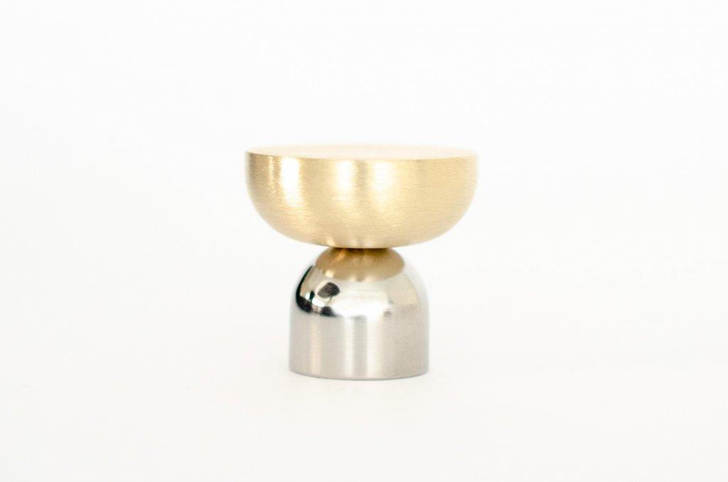 Brass and Nickel " Raised Bowl" Round Cabinet Knob and Hook - Forge Hardware Studio