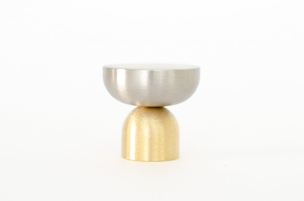 Brass and Nickel " Raised Bowl" Round Cabinet Knob and Hook - Forge Hardware Studio