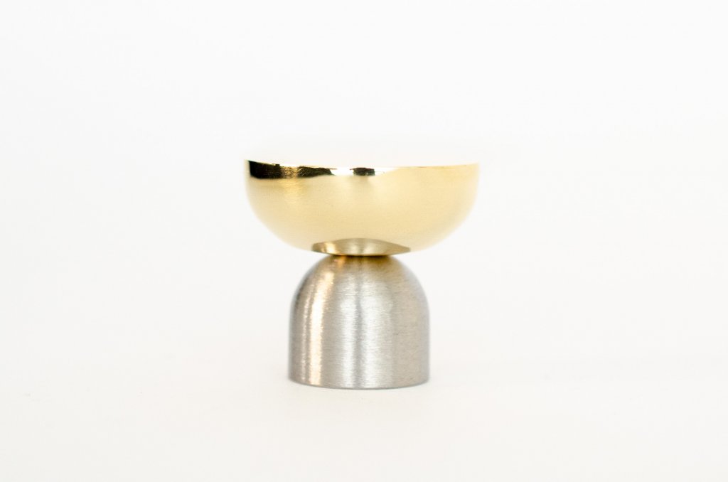 Brass and Nickel " Raised Bowl" Round Cabinet Knob and Hook - Forge Hardware Studio