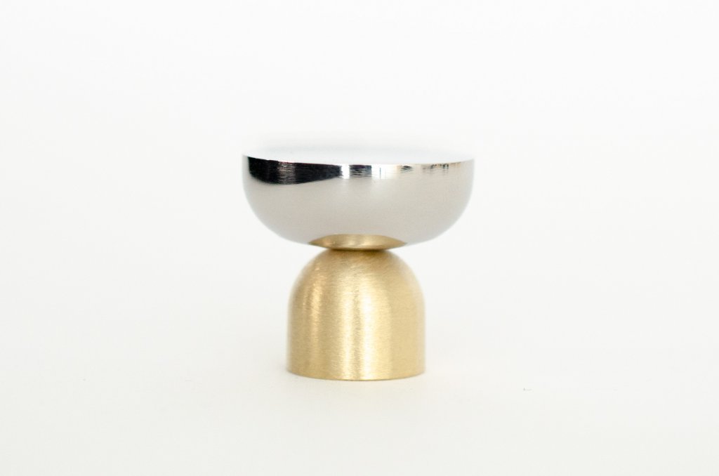 Brass and Nickel " Raised Bowl" Round Cabinet Knob and Hook - Forge Hardware Studio