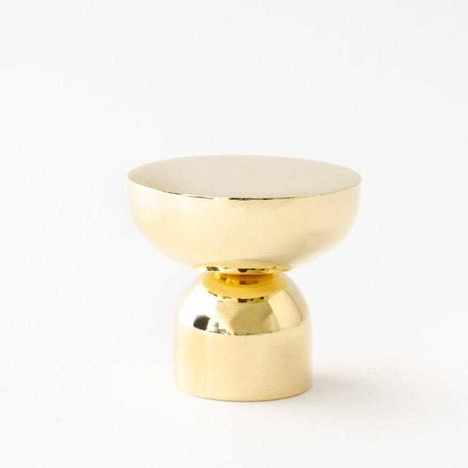 Unlacquered Polished Brass "Raised Bowl" Round Cabinet Knob and Hook - Forge Hardware Studio
