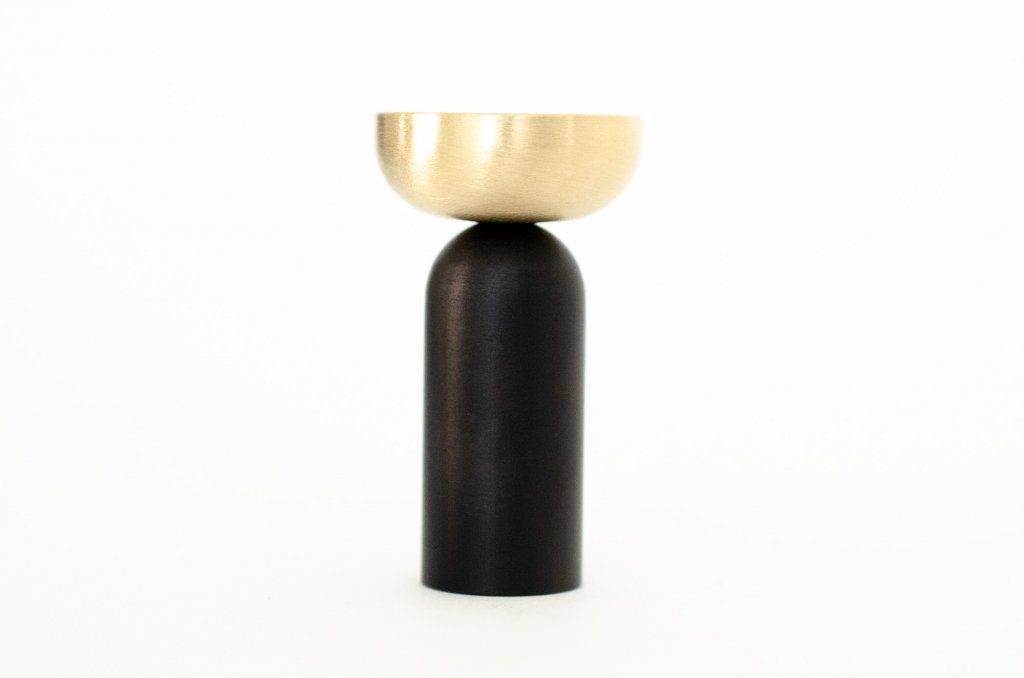 Brass and Black "Pedestal Bowl" Round Wall Hook - Forge Hardware Studio