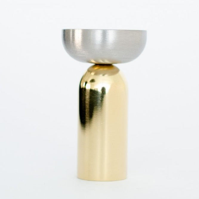 Brass and Nickel "Pedestal Bowl" Round Wall Hook - Forge Hardware Studio