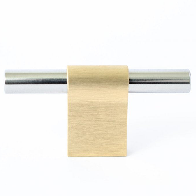 Brushed Brass and Polished Nickel "Line" T-Bar Knobs and Drawer Pulls