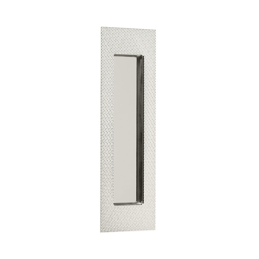 Modern Knurled Rectangular Solid Brass Recess Door Pull in Polished Nickel - Forge Hardware Studio
