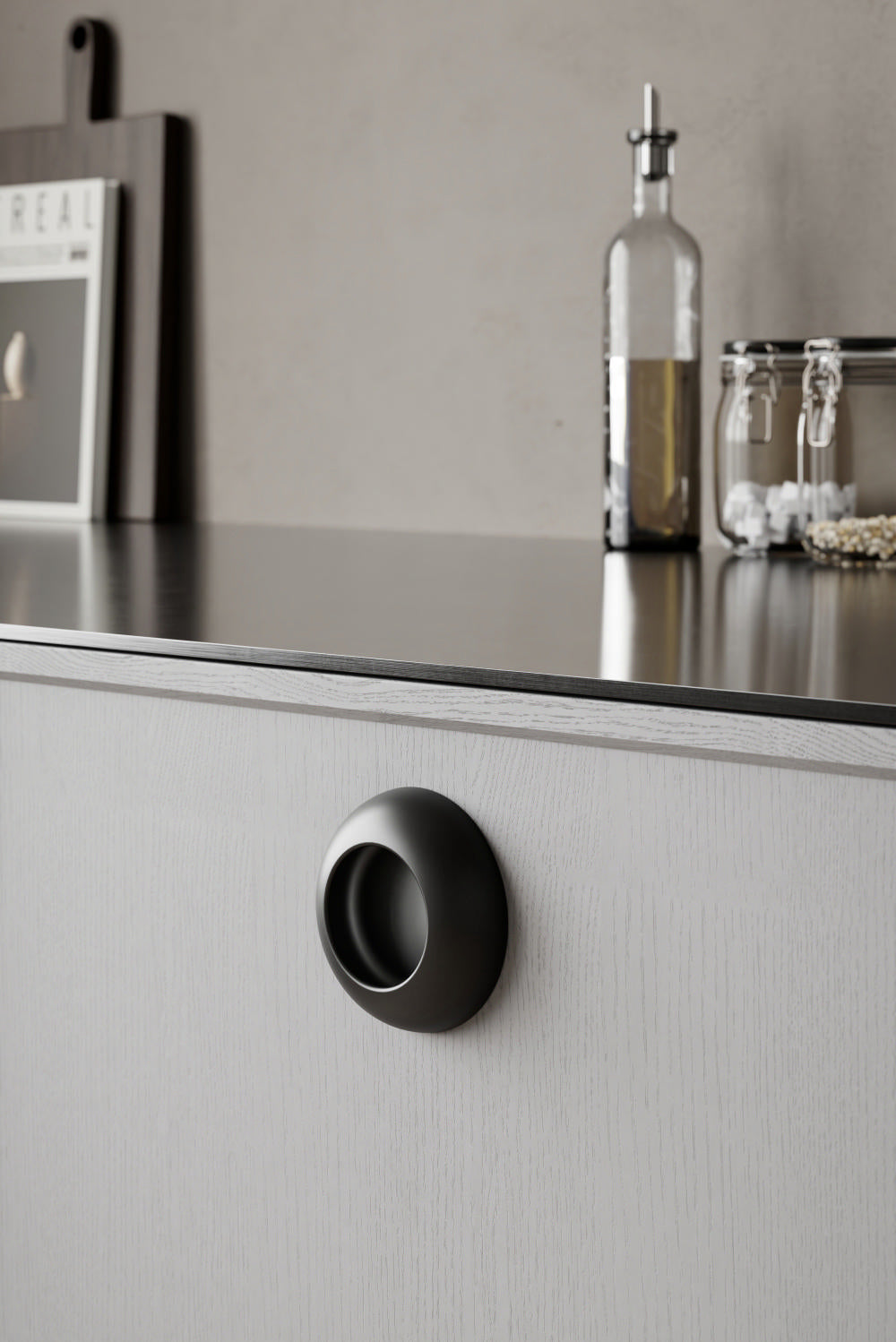 Matte Black "Vibe" Cup Knob and Drawer Pull
