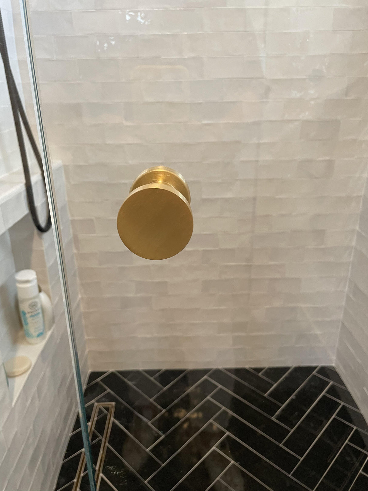Glass Shower "Spot" Round Brushed Brass Back to Back Door Knob - Forge Hardware Studio