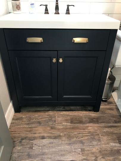 Squared Champagne Bronze "Avant" Cup Drawer Pull - Forge Hardware Studio