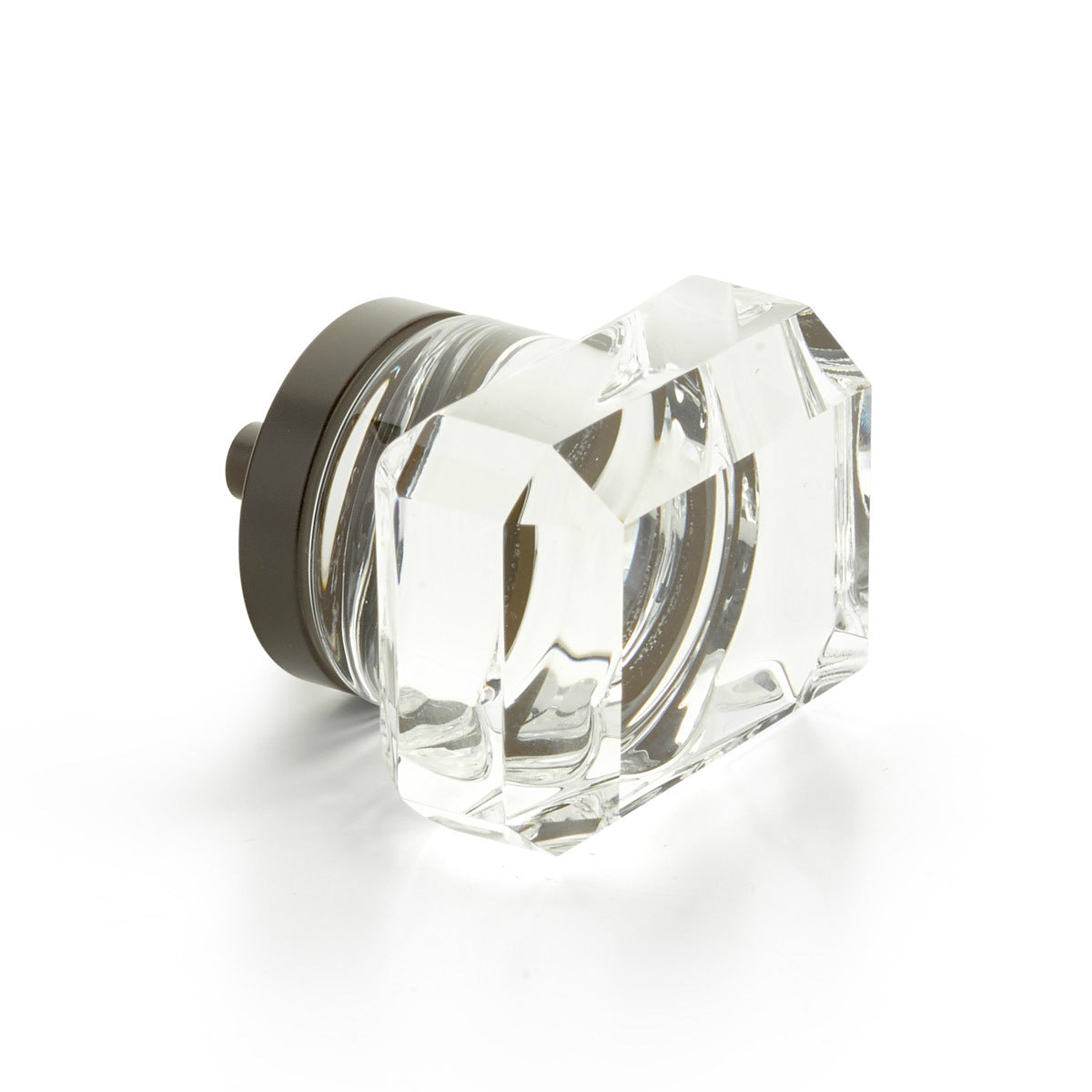 Oil Rubbed Bronze City Lights, Rectangular Glass Knob, 1-3/4" - Brass Cabinet Hardware