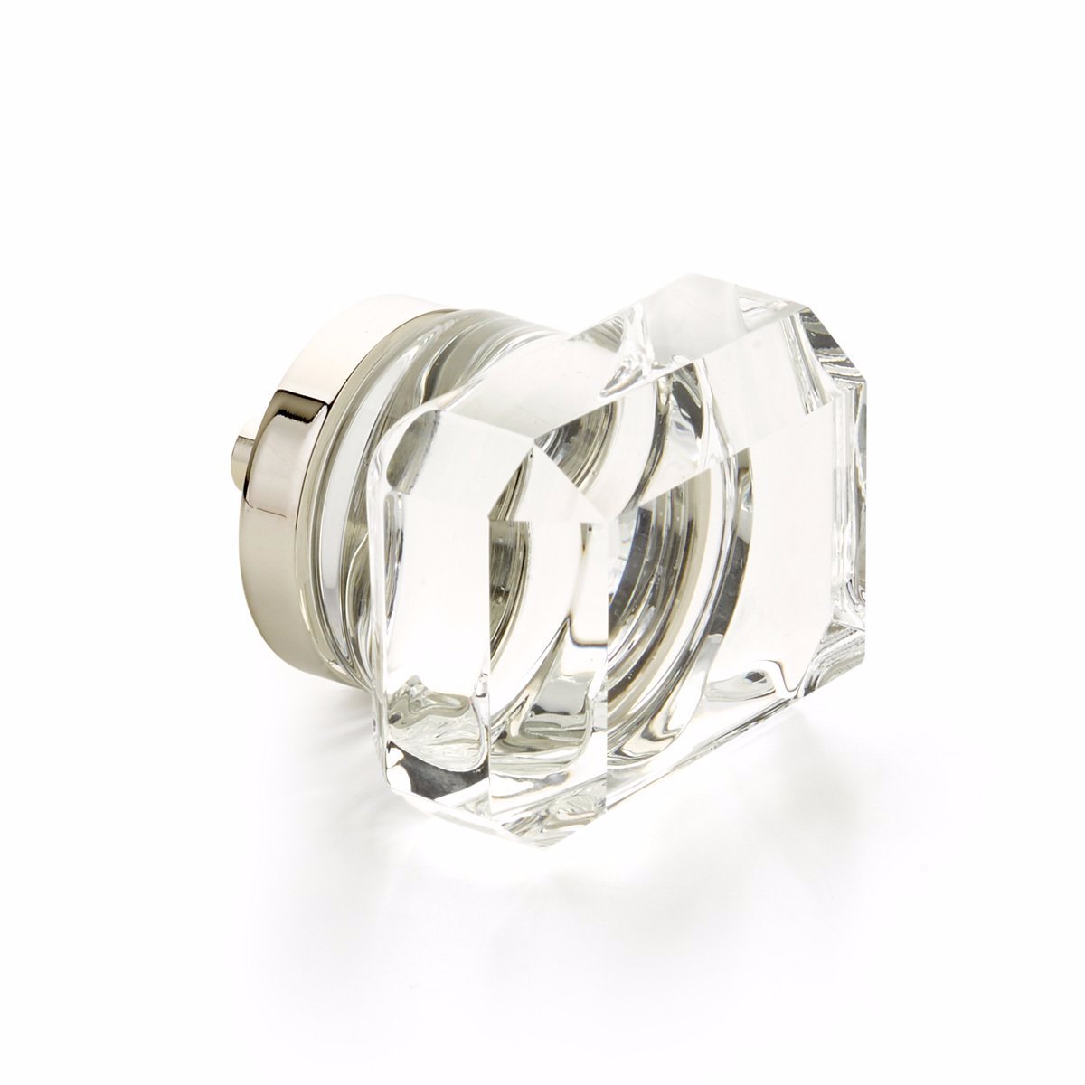 Polished Nickel City Lights 1-3/4" Rectangular Glass Knob - Brass Cabinet Hardware