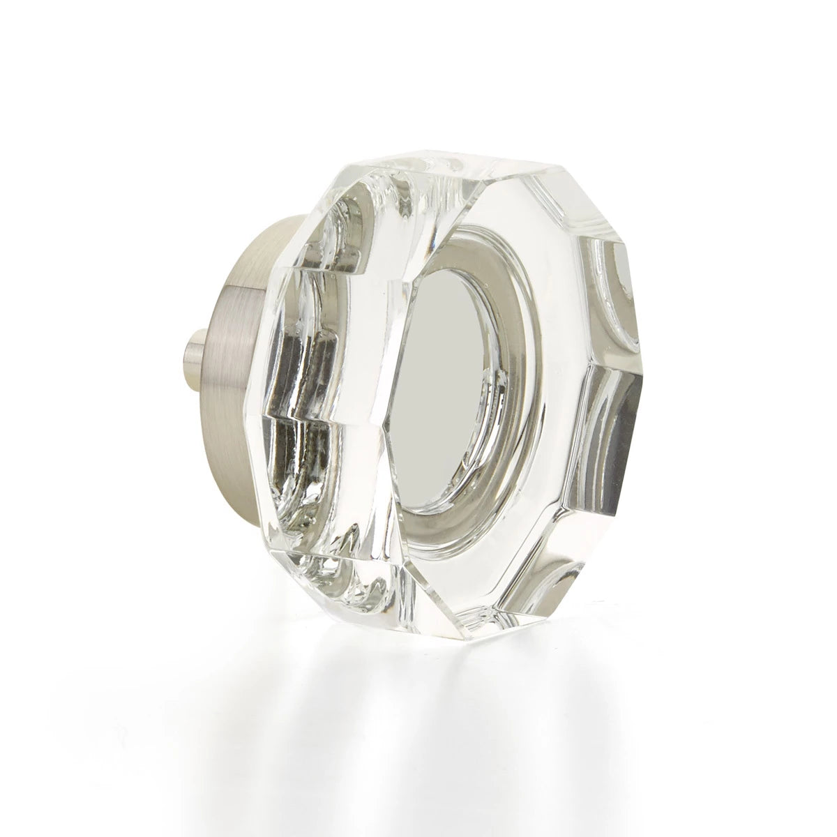 Satin Nickel Large City Lights 1-3/4" Multi-Sided Glass Knob - Brass Cabinet Hardware