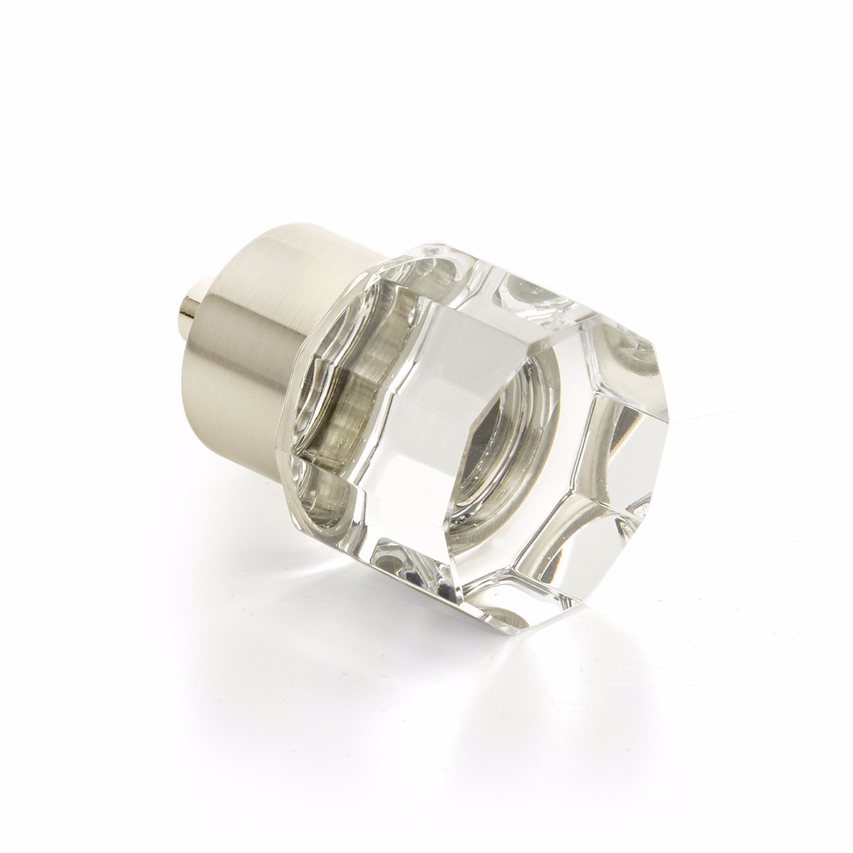 Satin Nickel City Lights 1-1/8" Round Multi-Sided Glass Knob - Brass Cabinet Hardware