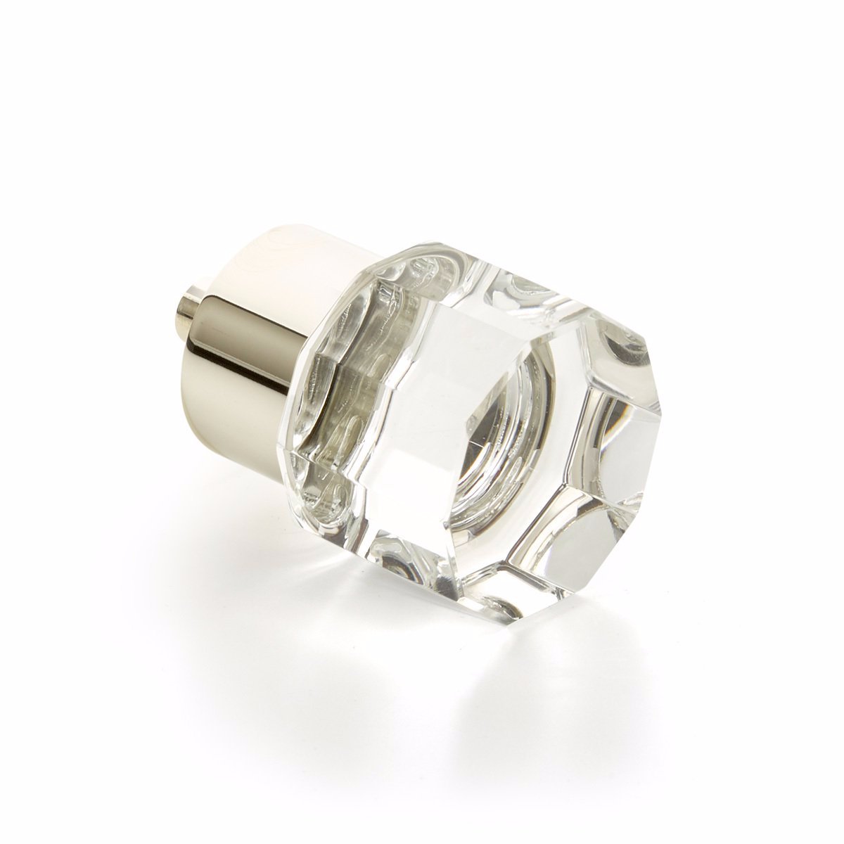 Polished Nickel City Lights 1-1/8" Round Multi-Sided Glass Knob - Brass Cabinet Hardware