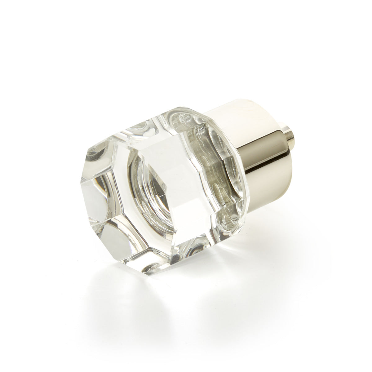 Polished Nickel City Lights 1-1/8" Round Multi-Sided Glass Knob - Brass Cabinet Hardware