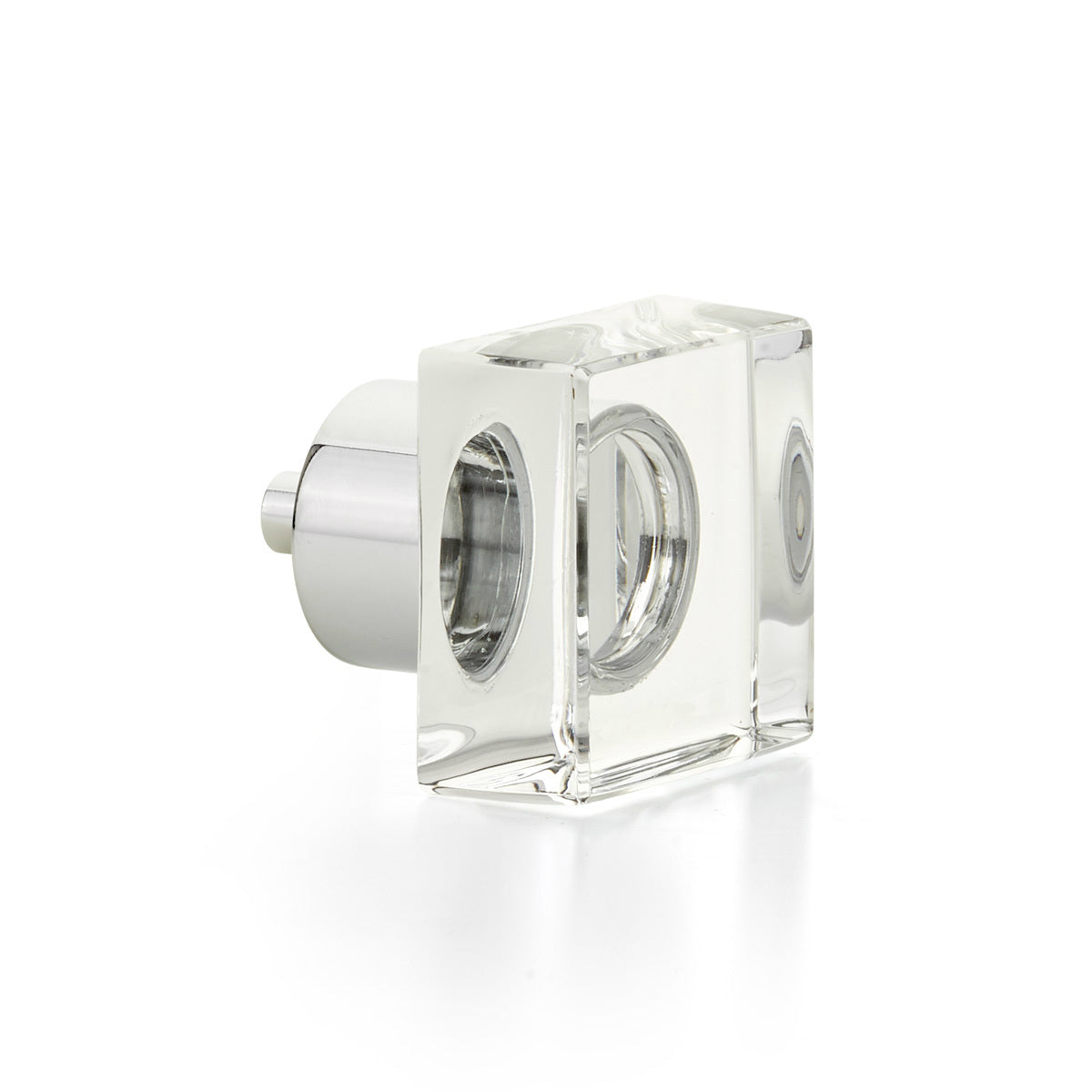 Polished Chrome City Lights 1-1/4" Square Glass Knob - Brass Cabinet Hardware