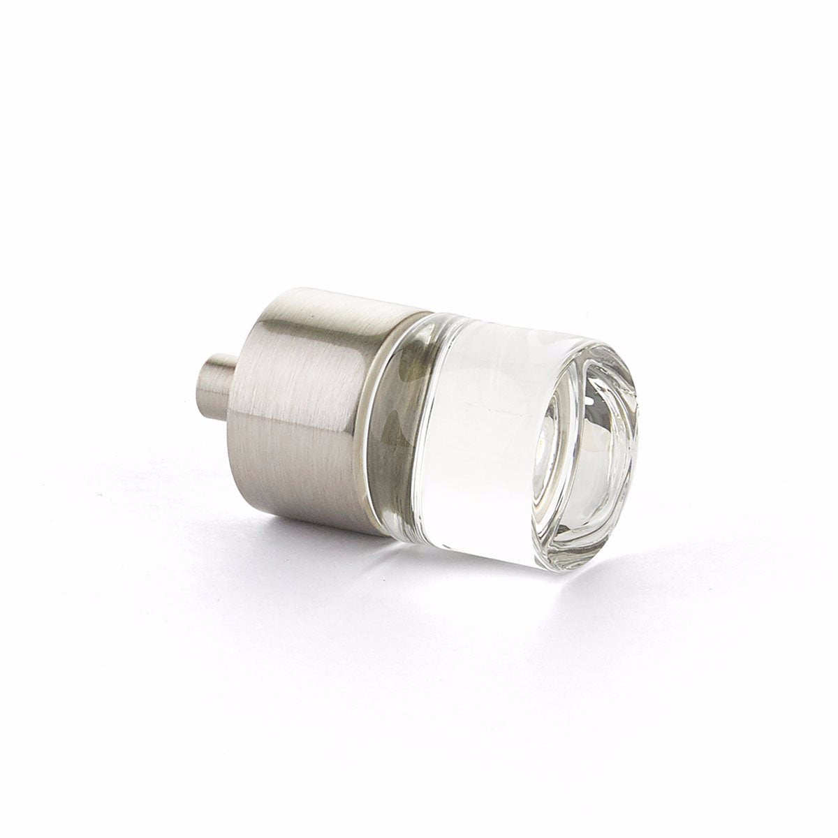Satin Nickel City Lights 7/8" Cylinder Glass Knob - Brass Cabinet Hardware
