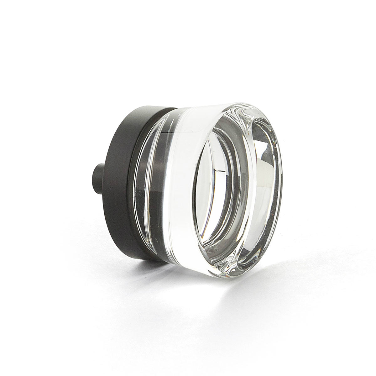 Oil Rubbed Bronze City Lights 1-3/8" Round Disc Glass Knob - Brass Cabinet Hardware